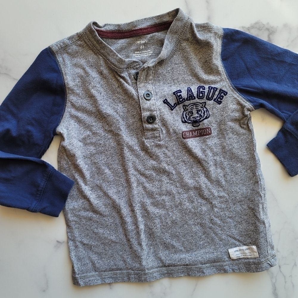 Carters 4t long sleeve Varsity navy shirt